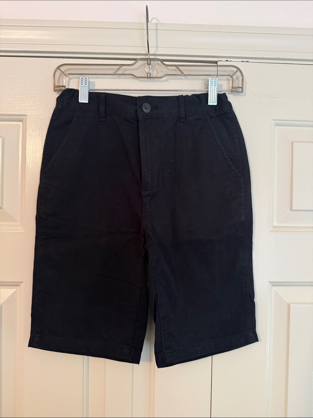 Youth Black Flat-Front Casual Shorts